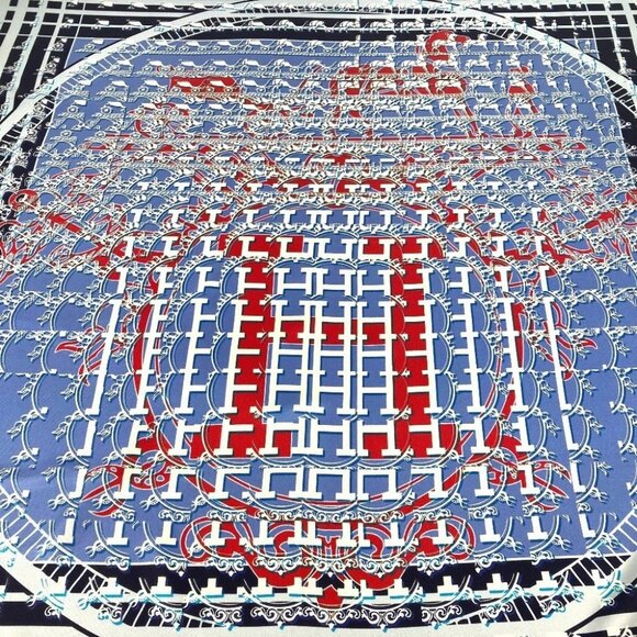 HERMES Carre90 24 FAUBOURG SECONDE Ginza Store 10th Anniversary Scarf silk blue - Picture 2 of 11